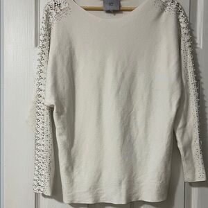 Milano White Blouse with Lace Sleeves